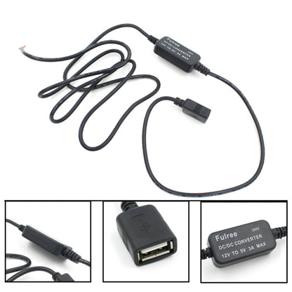 Car Motorcycle Single USB Car Charger DC 12V To 5V 3A Power Adapter for Car GPS Tracker DVR, Length: 1m, Car Single USB Power Adapter
