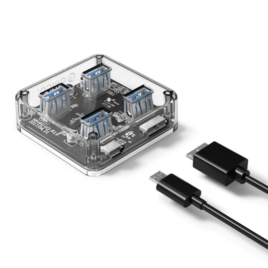 موزع سطح مكتب شفاف من أوريكو MH4U-100 USB 3.0 مع كابل Micro USB بطول 100 سم، MH4U-100