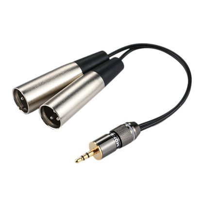 كابل محول موصل صوت XLR CANNON ذكر برأس معدني مقاس 3.5 مم إلى غلاف من الألومنيوم 2 × 3 دبابيس، الطول الإجمالي: حوالي 25 سم، 2 × 3 دبابيس ذكر