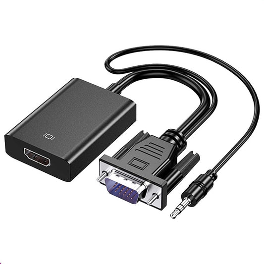 محول HDCO-VGAM2 من VGA ذكر إلى HDMI أنثى بدقة 1080 بكسل مع كابل صوت 3.5 مم، HDCO-VGAM2