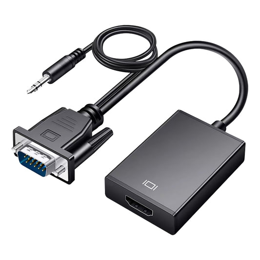 محول HDCO-VGAM2 من VGA ذكر إلى HDMI أنثى بدقة 1080 بكسل مع كابل صوت 3.5 مم، HDCO-VGAM2