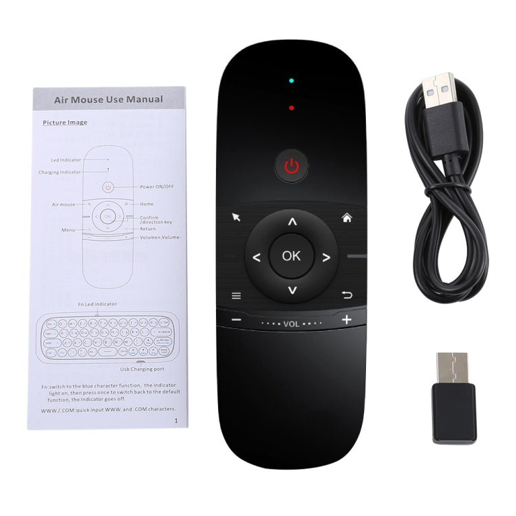 W1 Wireless QWERTY 57-Keys Keyboard 2.4G Air Mouse Remote Controller with LED Indicator for Android TV Box, Mini PC, Smart TV, Projector, HTPC, All-in-one PC / TV, W1