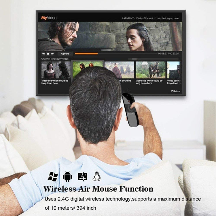 W1 Wireless QWERTY 57-Keys Keyboard 2.4G Air Mouse Remote Controller with LED Indicator for Android TV Box, Mini PC, Smart TV, Projector, HTPC, All-in-one PC / TV, W1