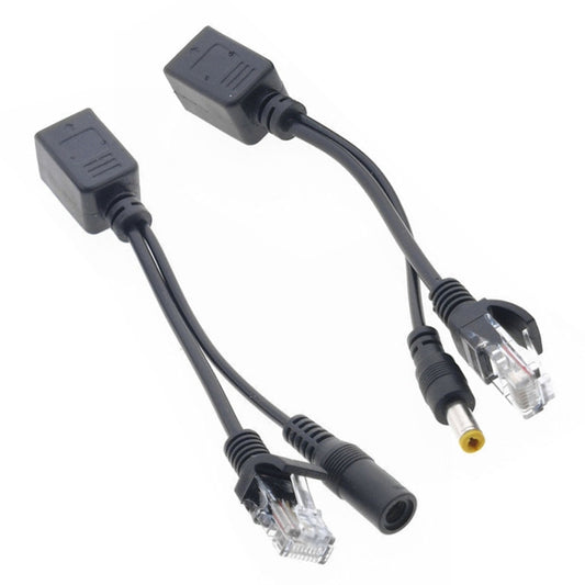 مجموعة كابلات حاقن وموزع POE 2 في 1 RJ45 مع مقبس تيار مستمر 2.1 × 5.5 مم أنثى وذكر، 2.1 × 5.5 مم أنثى