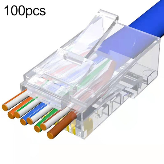 100 قطعة/حزمة موصل Cat5e RJ45 غير محمي، موصل معياري، ذهبي: 3u، Cat5e غير محمي