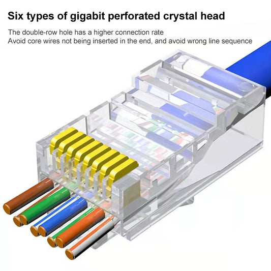 100 قطعة/حزمة موصل Cat5e RJ45 غير محمي، موصل معياري، ذهبي: 3u، Cat5e غير محمي