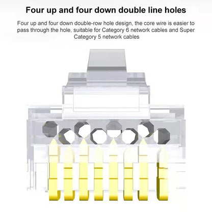 100pcs /Pack Cat5e RJ45 Connector Unshielded Pass Through Modular Plug, Gold: 3u, Cat5e Unshielded Pass Through