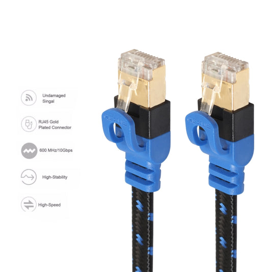REXLIS CAT7-2 Gold-plated CAT7 Flat Ethernet 10 Gigabit Two-color Braided Network LAN Cable for Modem Router LAN Network, with Shielded RJ45 Connectors, Length: 1m, Length: 1m