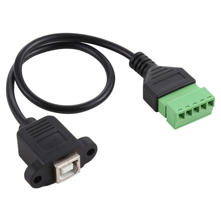 كابل محول توصيل USB من النوع B أنثى إلى أطراف توصيل 5 سنون قابلة للتوصيل بدون لحام، موصل USB بدون لحام، الطول: 30 سم، USB من النوع B أنثى