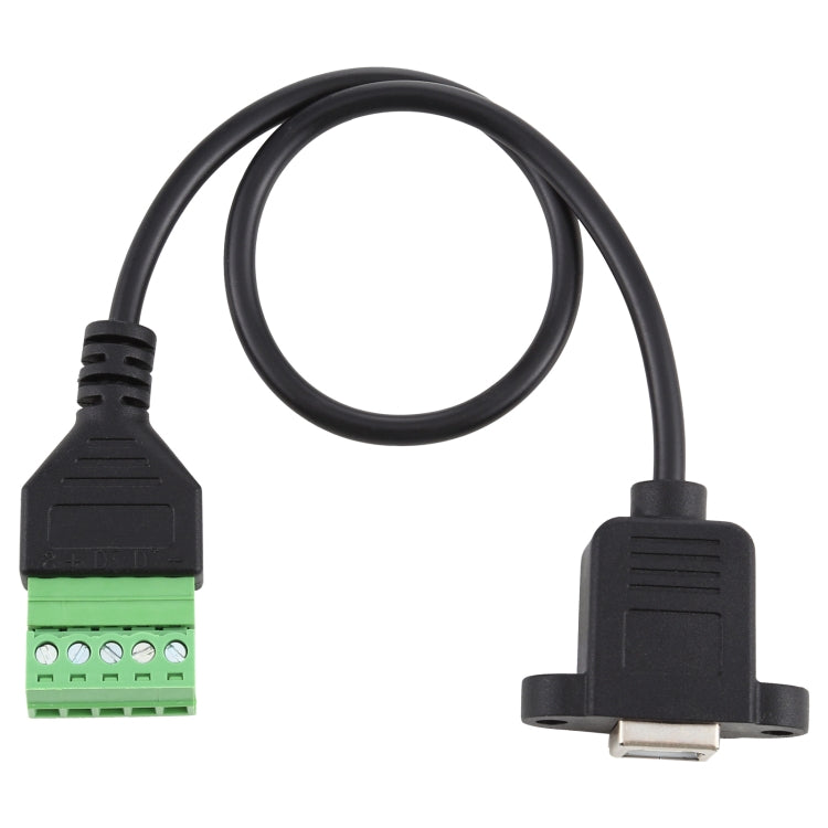كابل محول توصيل USB من النوع B أنثى إلى أطراف توصيل 5 سنون قابلة للتوصيل بدون لحام، موصل USB بدون لحام، الطول: 30 سم، USB من النوع B أنثى