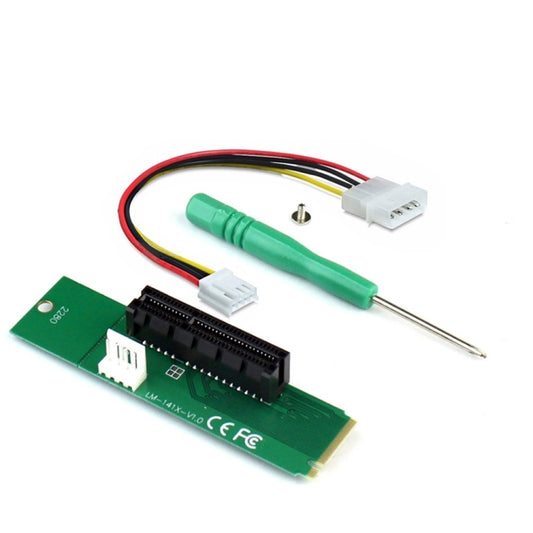 بطاقة محول PCI-E 4X أنثى إلى NGFF M.2 M مفتاح ذكر مع كابل طاقة