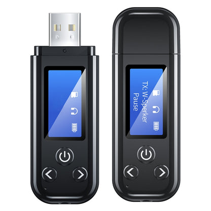 K15-Pro 2 in 1 USB Car Bluetooth 5.0 Audio Adapter Transmitter Receiver with LCD Screen, K15-Pro 2 in 1