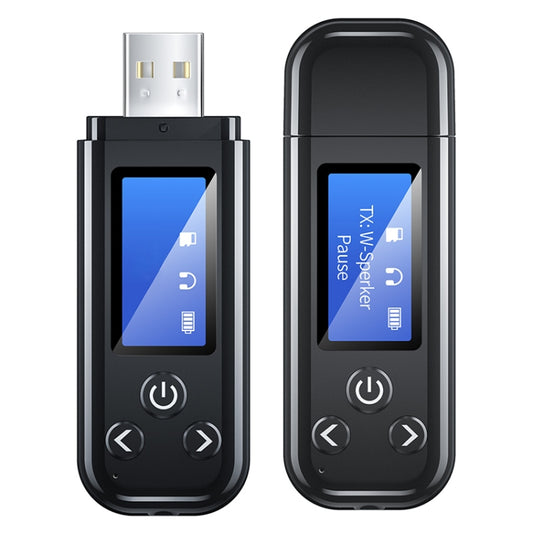 K15-Pro 2 in 1 USB Car Bluetooth 5.0 Audio Adapter Transmitter Receiver with LCD Screen, K15-Pro 2 in 1