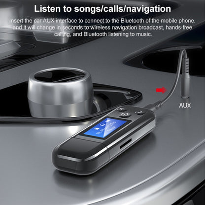 K15-Pro 2 in 1 USB Car Bluetooth 5.0 Audio Adapter Transmitter Receiver with LCD Screen, K15-Pro 2 in 1