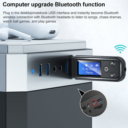 K15-Pro 2 in 1 USB Car Bluetooth 5.0 Audio Adapter Transmitter Receiver with LCD Screen, K15-Pro 2 in 1
