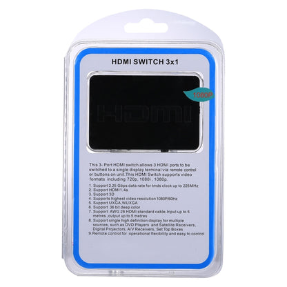 1080P 3 x 1 Ports (3 Ports Input x 1 Port Output) HDMI Switch with Remote Control, 3 Inputs to 1 output