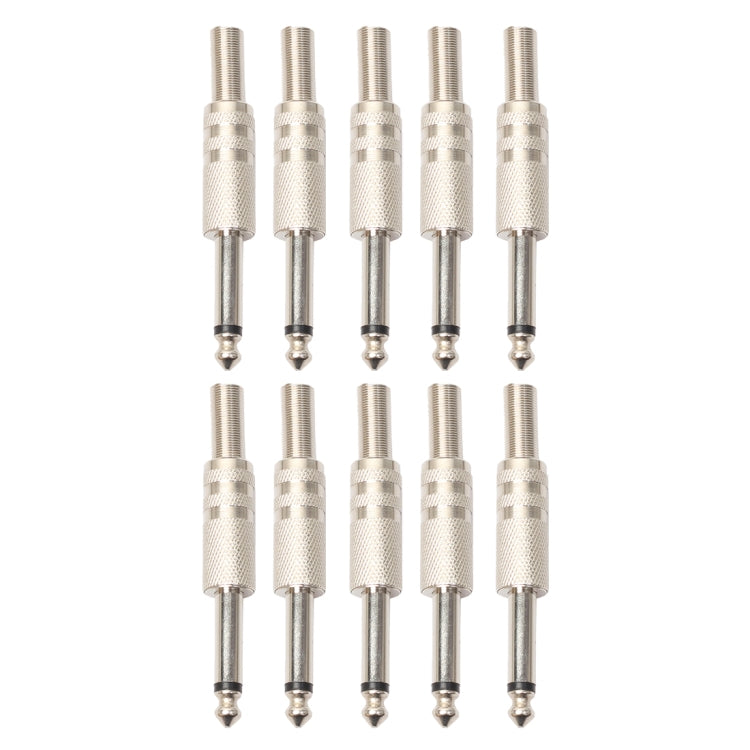 10 PCS 2 Pin 6.5mm Plug Zinc Alloy Welded Type Audio Connector 6.35 Audio Plug, 10 PCS