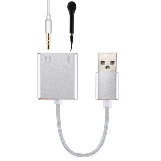 بطاقة صوت خارجية USB افتراضية 7.1 قناة مع غلاف من سبائك الألومنيوم مع كابل 13 سم لأجهزة الكمبيوتر المحمولة، USB