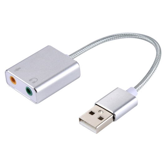 بطاقة صوت خارجية USB افتراضية 7.1 قناة مع غلاف من سبائك الألومنيوم مع كابل 13 سم لأجهزة الكمبيوتر المحمولة، USB