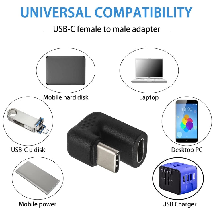 محول USB-C / Type-C ذكر إلى أنثى على شكل حرف U، من Type-C إلى Type-C