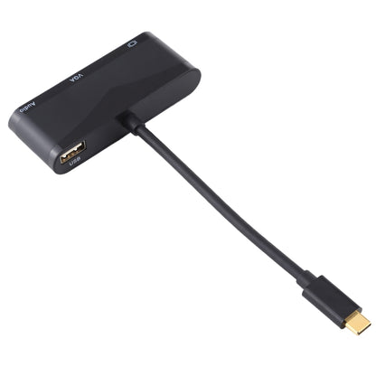 USB 2.0 + Audio Port + VGA + HDMI to USB-C / Type-C HUB Adapter, Black, White