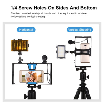 PULUZ 3 in 1 Vlogging Live Broadcast LED Selfie Light Smartphone Video Rig Kits with Microphone + Cold Shoe Tripod Head for iPhone, Galaxy, Huawei, Xiaomi, HTC, LG, Google, and Other Smartphones