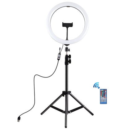 PULUZ 11.8 inch 30cm RGBW Light + 1.1m Tripod Mount Curved Surface Dimmable LED Dual Color Temperature LED Ring Selfie Vlogging Video Light  Live Broadcast Kits with Cold Shoe Tripod Ball Head & Phone Clamp & Remote Control