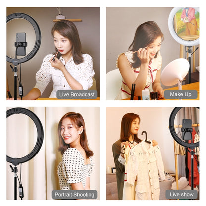 PULUZ 11.8 inch 30cm RGBW Light + 1.1m Tripod Mount Curved Surface Dimmable LED Dual Color Temperature LED Ring Selfie Vlogging Video Light  Live Broadcast Kits with Cold Shoe Tripod Ball Head & Phone Clamp & Remote Control