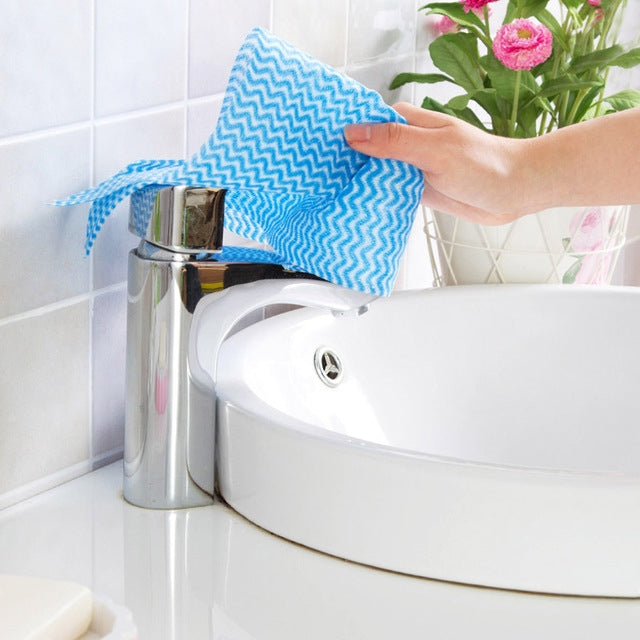 50 Sheets Non-Woven Disposable Washing Towels Dishcloth, Orange, Blue, Red