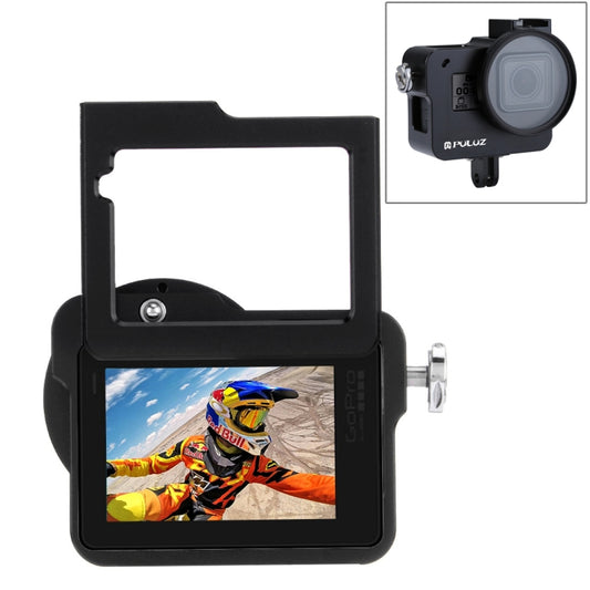 غلاف حماية من سبائك الألومنيوم CNC من PULUZ مع إطار تأمين وعدسة UV مقاس 52 مم لكاميرا GoPro HERO (2018) /7 أسود /6 /5، إطار سحب لكاميرا HERO6 /5، إطار سحب لكاميرا HERO6 /5، إطار سحب لكاميرا HERO5