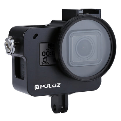 غلاف حماية من سبائك الألومنيوم CNC من PULUZ مع إطار تأمين وعدسة UV مقاس 52 مم لكاميرا GoPro HERO (2018) /7 أسود /6 /5، إطار سحب لكاميرا HERO6 /5، إطار سحب لكاميرا HERO6 /5، إطار سحب لكاميرا HERO5