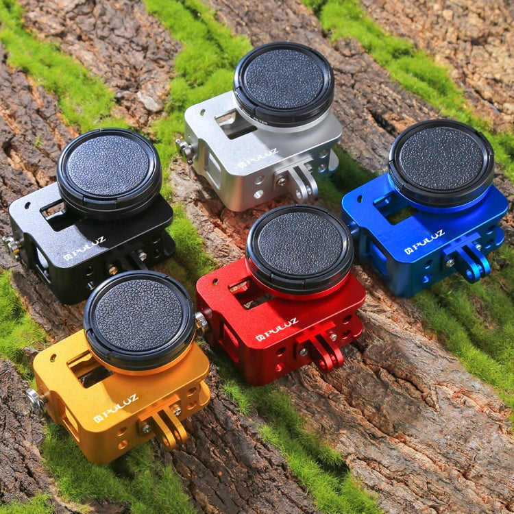 غلاف حماية من سبائك الألومنيوم CNC من PULUZ مع إطار تأمين وعدسة UV مقاس 52 مم لكاميرا GoPro HERO (2018) /7 أسود /6 /5، إطار سحب لكاميرا HERO6 /5، إطار سحب لكاميرا HERO6 /5، إطار سحب لكاميرا HERO5