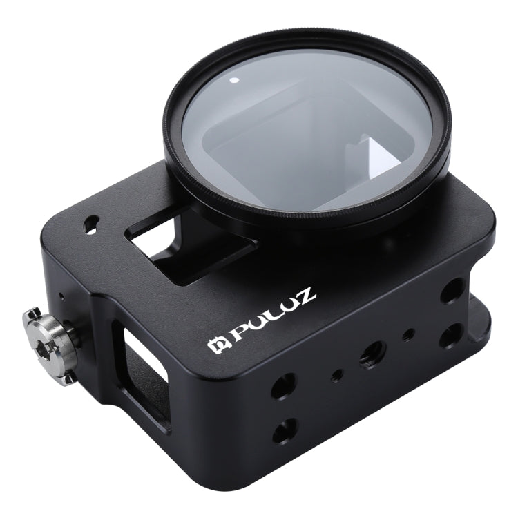 غلاف حماية من سبائك الألومنيوم CNC من PULUZ مع إطار تأمين وعدسة UV مقاس 52 مم لكاميرا GoPro HERO (2018) /7 أسود /6 /5، إطار سحب لكاميرا HERO6 /5، إطار سحب لكاميرا HERO6 /5، إطار سحب لكاميرا HERO5