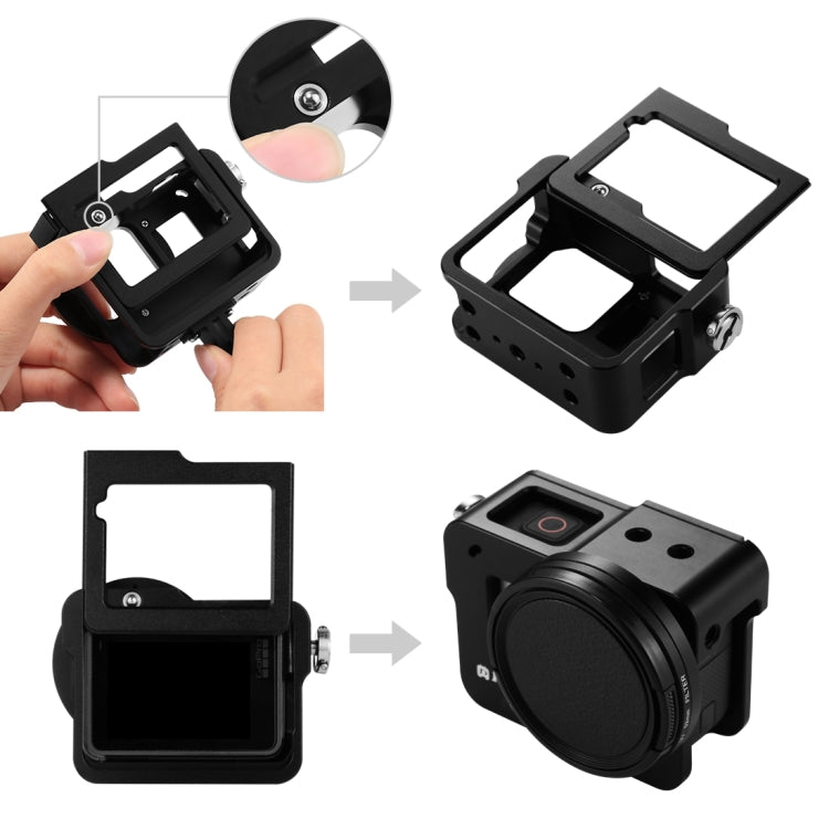 غلاف حماية من سبائك الألومنيوم CNC من PULUZ مع إطار تأمين وعدسة UV مقاس 52 مم لكاميرا GoPro HERO (2018) /7 أسود /6 /5، إطار سحب لكاميرا HERO6 /5، إطار سحب لكاميرا HERO6 /5، إطار سحب لكاميرا HERO5