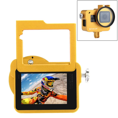 غلاف حماية من سبائك الألومنيوم CNC من PULUZ مع إطار تأمين وعدسة UV مقاس 52 مم لكاميرا GoPro HERO (2018) /7 أسود /6 /5، إطار سحب لكاميرا HERO6 /5، إطار سحب لكاميرا HERO6 /5، إطار سحب لكاميرا HERO5