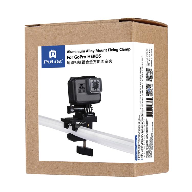 مشبك تثبيت PULUZ من سبائك الألومنيوم العالمي لكاميرات GoPro وInsta360 وDJI وغيرها من كاميرات الحركة، مشبك تثبيت