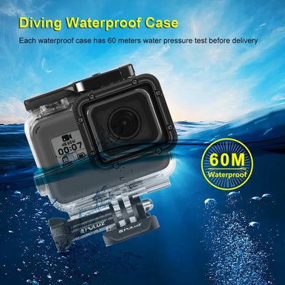 جراب PULUZ لكاميرا GoPro HERO(2018) / HERO7 Black /6 /5 60m مقاوم للماء تحت الماء وغطاء حماية للغوص مع مشبك تثبيت أساسي وبرغي، لكاميرا HERO5