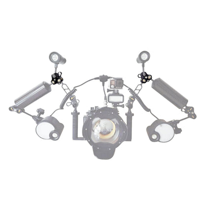 PULUZ Dual Ball Clamp Open Hole Diving Camera Bracket CNC Aluminum Spring Flashlight Clamp for Diving Underwater Photography System