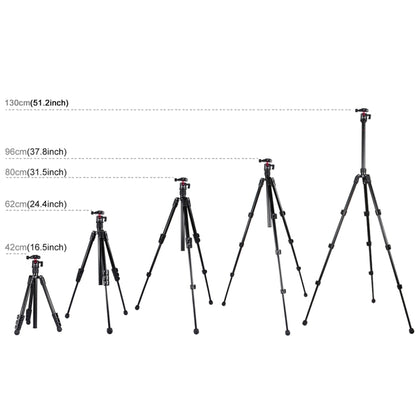 PULUZ 4-Section Folding Legs Metal  Tripod Mount with 360 Degree Ball Head for DSLR & Digital Camera, Adjustable Height: 42-130cm