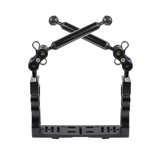 PULUZ Dual Handle Aluminium Tray Stabilizer with 2 x Dual Ball Aluminum Alloy Clamp & 2 x 7 inch Floating Arm for Underwater Camera Housings