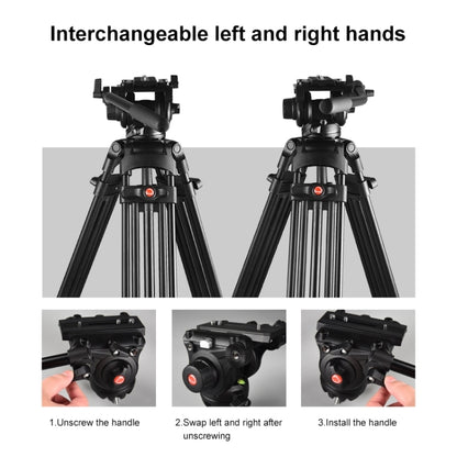 PULUZ Professional Heavy Duty Video Camcorder Aluminum Alloy Tripod with Fluid Drag Head for DSLR / SLR Camera, Adjustable Height: 80-160cm
