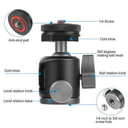 PULUZ Dual Cold Shoes Aluminum Alloy Tripod Ball Head Adapter