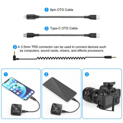 PULUZ 1 TX + 1 RX Wireless Lavalier Microphone
