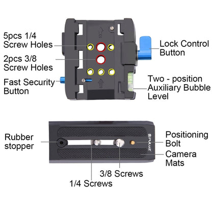 PULUZ Quick Release Clamp Adapter + Quick Release Plate for  DSLR & SLR Cameras