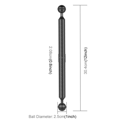 PULUZ  12 inch 30.4cm Length 20.8mm Diameter Dual Balls Carbon Fiber Floating Arm, Ball Diameter: 25mm