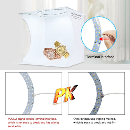 PULUZ 23cm Ring LED Panel Folding Portable Light Photo Lighting Studio Shooting Tent Box Kit with 6 Colors Backdrops (Black, White, Yellow, Red, Green, Blue), Unfold Size: 24cm x 23cm x 23cm