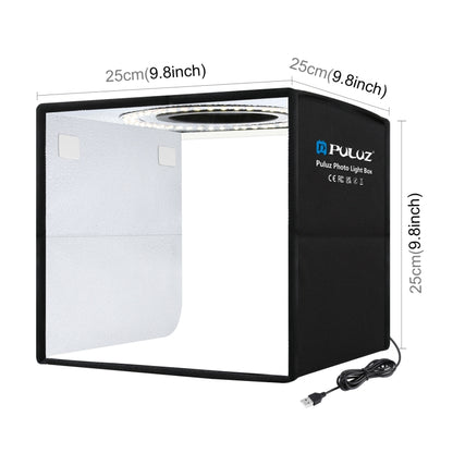 PULUZ 25cm Folding Portable Ring Light Photo Lighting Studio Shooting Tent Box with 12 Colors Backdrops, Size: 25cm x 25cm x 25cm