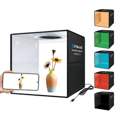 PULUZ 30cm Folding Ring Light Photo Lighting Studio Shooting Tent Box Kit with 6 Colors Black / White / Orange / Red / Green / Blue Backdrops