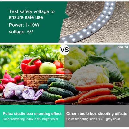 PULUZ 30cm Folding Ring Light Photo Lighting Studio Shooting Tent Box Kit with 6 Colors Black / White / Orange / Red / Green / Blue Backdrops