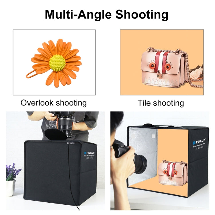 PULUZ 30cm Folding Ring Light Photo Lighting Studio Shooting Tent Box Kit with 6 Colors Black / White / Orange / Red / Green / Blue Backdrops